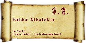 Haider Nikoletta névjegykártya
